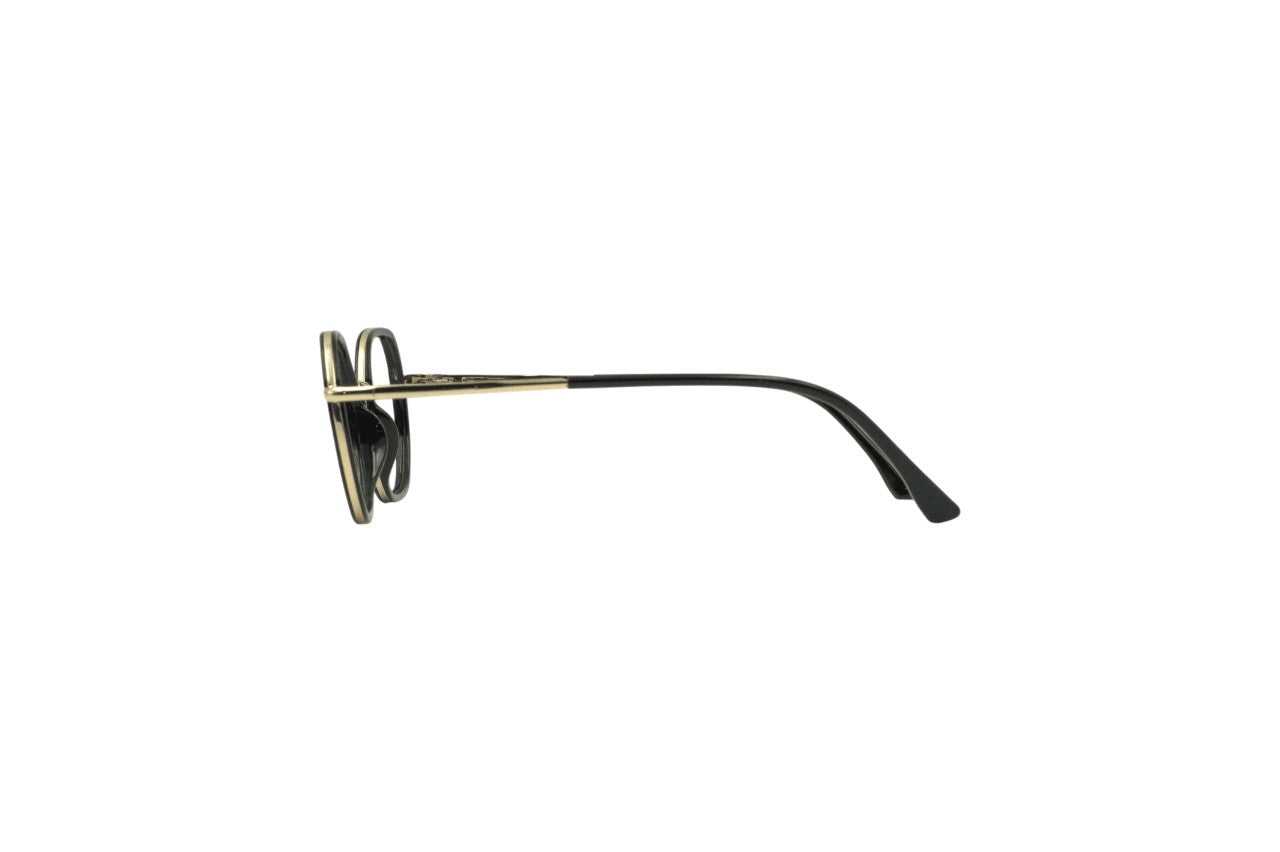 Tom Eye Metal Round Black Golden Eyeglasses