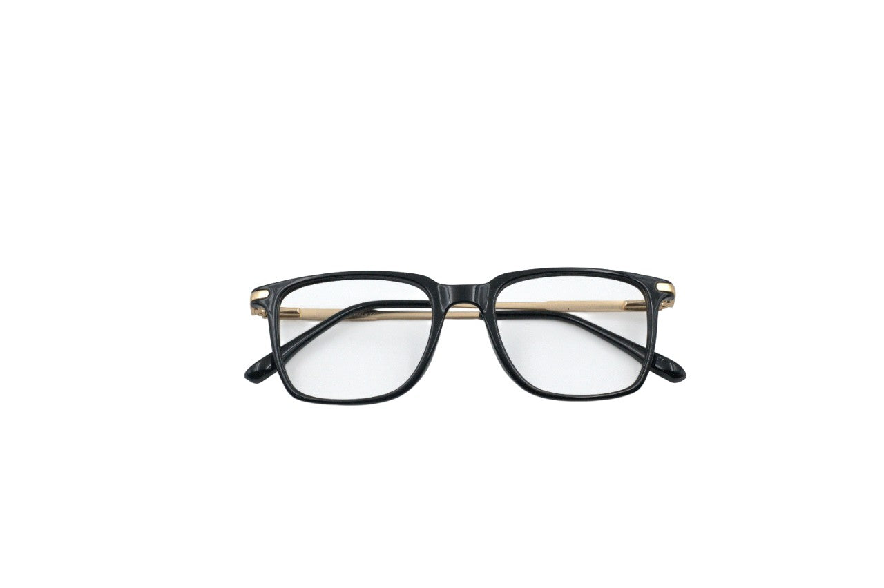 Tom Eye Side Metal Square Black Golden Eyeglasses