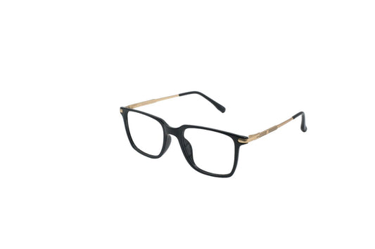 Tom Eye Side Metal Square Black Golden Eyeglasses