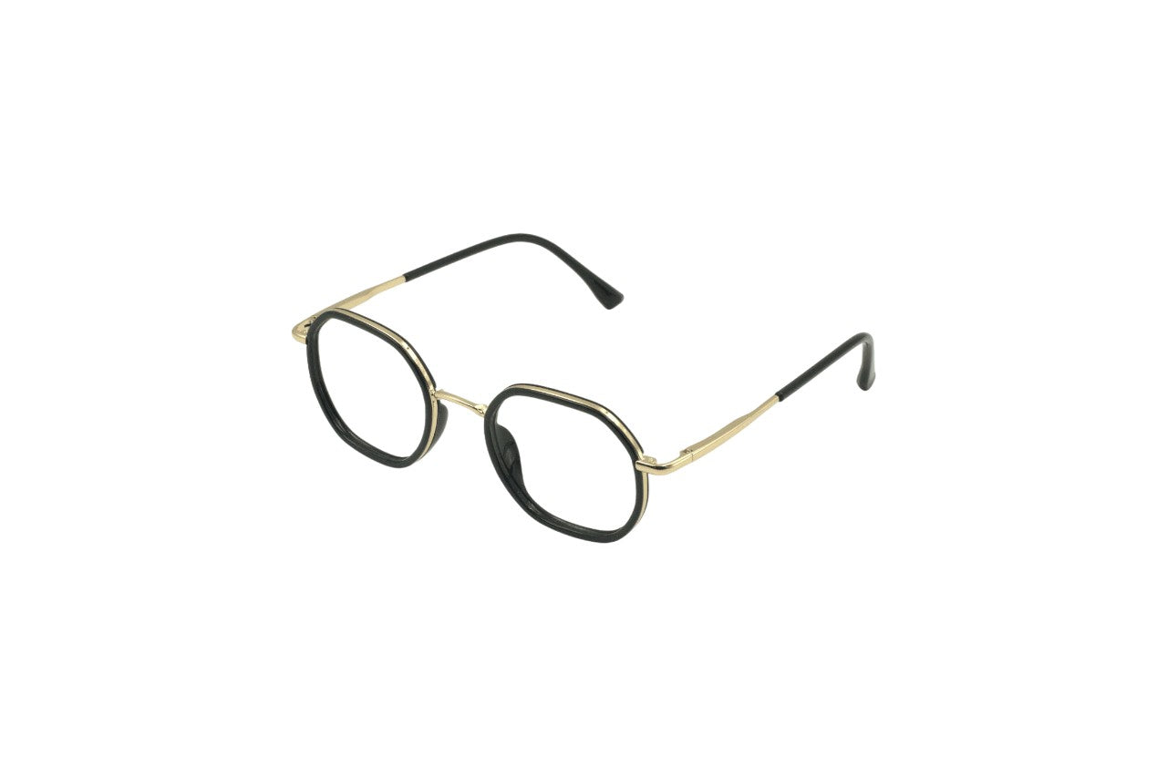 Tom Eye Metal Round Black Golden Eyeglasses