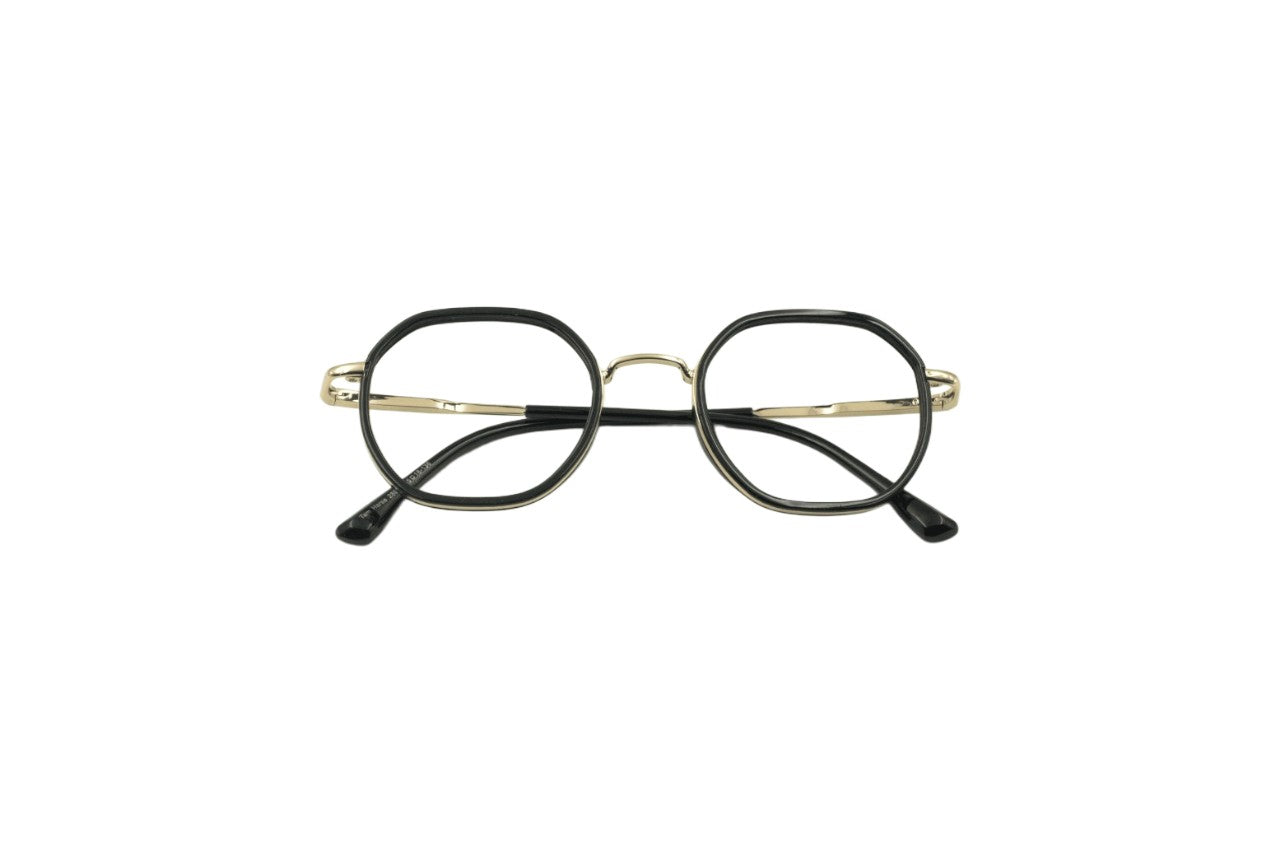 Tom Eye Metal Round Black Golden Eyeglasses