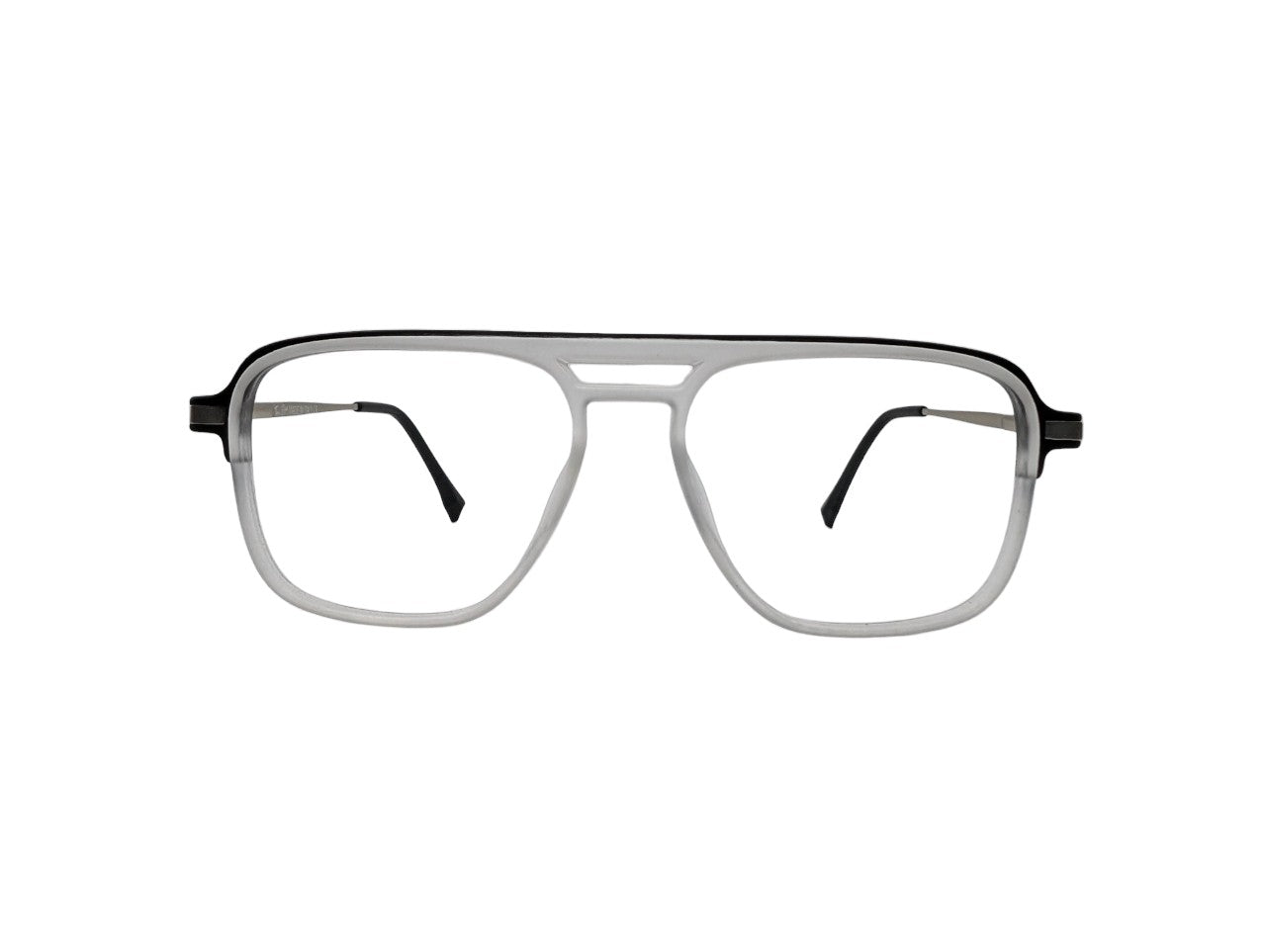 Tom Eye Side Metal Rectangle Black White Eyeglasses