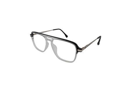 Tom Eye Side Metal Rectangle Black White Eyeglasses